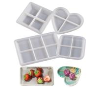 shjxi Moules à sous-Verres pour résine époxy Coulage de 4 Pièces, Plateau à | Dessous de verre silicone résine moulage pour cuisine table maison plateau bijoux DIY lois