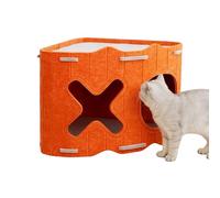 shjxi Nid pour chat en feutre doux - Maison semi-fermée pour animal domestique, lit double entrée avec textile respirant, abri confortable avec construction robuste, design grotte intérieure et