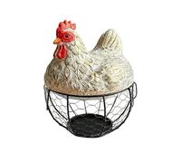 shjxi Panier à œufs en fil de fer | Conteneur décoratif de maison de campagne avec couvercle design de poule, support pour plan de travail, pour la maison, la cuisine, le salon, la ferme, la table, le