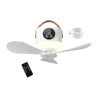 shjxi Tent Ceiling Fan, Lighted Portable Fan, USB Rechargeable Cooling Device, 3600mAh Battery, 4-Speed with Remote Control, Timer Function, Best for Bedroom, Camping, and Travel