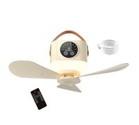 shjxi Ventilateur de plafond de tente, ventilateur portable éclairé, appareil de refroidissement rechargeable par USB, batterie 3600 mAh, 4 vitesses avec télécommande, fonction minuterie, idéal pour