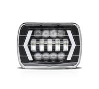 Shkalacar 1 pièces Phare de Travail,7’’ Phare LED carré,avec Faisceau Haut/Bas, flèche, Yeux d'ange, Clignotant DRL de Remplacement pour Tous Les véhicules équipés de phares d'origine de 5 x 7’’