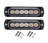 Shkalacar 2 Pièces 12-24V LED Feux Stroboscopique Urgent Avertissement Flash Danger d'urgence Barre Lumineuse D'avertissement pour Voiture Camion Van ATV SUV Yacht Véhicule