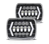 Shkalacar 2 pièces Phare de Travail,7’’ Phare LED carré,avec Faisceau Haut/Bas, flèche, Yeux d'ange, Clignotant DRL de Remplacement pour Tous Les véhicules équipés de phares d'origine de 5 x 7’’