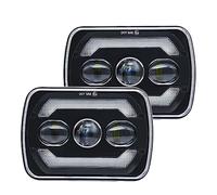 Shkalacar 2 Pièces Phare de Travail LED 7 Pouces - Phares 7x6 5x7 Pouces Avec Feux de Croisement Blancs DRL Ambre Clignotant - Carré 6000K 180W IP67 Étanche