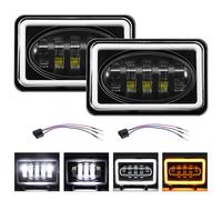 Shkalacar 2PCS 5 inch LED Headlights 4x6 Rectangle Headlamps High Low Beam DRL Turn Signal H4651 H4652 H4656 H4666 H6545 Replacement Peterbilt Freightinger Probe Oldsmobi