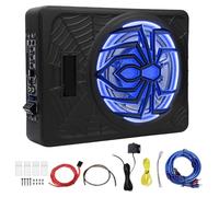 Shkalacar Caisson de Basses Fin sous Siège de Voiture 10 Pouces 1250 W avec Lumière LED Pulsée et Télécommande, Filtre Passe-Bas 20-150 Hz pour Basses Profondes Camion SUV