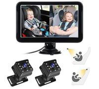 Shkalacar Camera de voiture pour bébé en double canal avec écran de 7 pouces et 2 caméras de vision nocturne IR, vue large de 150°, 1080P clair pour siège arrière