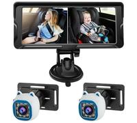 Shkalacar Caméra de Voiture pour bébé HD 1080P 6,86 Pouces - Miroir de Voiture pour bébé Double Canal Siège Arrière avec Vision Nocturne avec Vision Nocturne IR et Grand