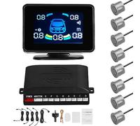 Shkalacar Capteur de Stationnement de Voiture,8 capteurs de Stationnement,Radars de Recul pour Voiture Avant et Arrière Avertissement Sonore/Buzzer/Muet avec Détection de Distance LCD Affichage