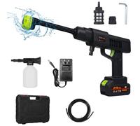 Shkalacar Nettoyeur Haute Pression sans Fil, 21V Nettoyeur Haute Pression portatif alimenté par Batterie, Nettoyeur électrique Portable avec 1 Batterie, buse 6 en 1, Canon à Mousse, Chargeur