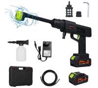 Shkalacar Pistolet à eau haute pression sans fil 21 V avec 1 ou 2 batteries, buse 6 en 1, canon à mousse portable