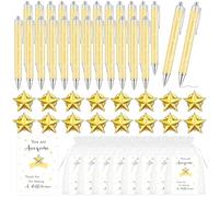 Shknldzsm Lot de 30 épingles en forme d'étoile - Cadeaux de reconnaissance des employés - Stylos à bille inspirants - Cartes de vœux - Cartes de vœux en organza blanc - Pour collègues, enseignants