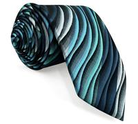 Shlax&Wing Homme Cravate Ripple Bleu Multicolore Soie