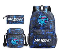 SHLK Lot de 3 mr beast Sac à dos ,Convient aux étudiants, tourisme, grande capacité, dessin animé -Style 7