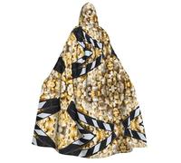 SHLXMDNZ Cape à capuche épaisse imprimée (Cinéma Movie Clapboard And Popcorn) Unisexe Halloween Cape Vampire Sorcière Magicien Halloween Noël Cosplay