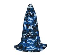 SHLXMDNZ Cape à capuche imprimée camouflage bleu pour adolescents, cape parfaite pour Halloween et les fêtes à thème