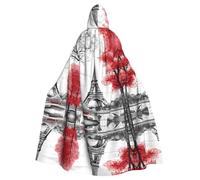 SHLXMDNZ Cape à capuche imprimée (Paris) Déguisement de Noël unisexe adulte Halloween Cosplay Costume pour homme/femme