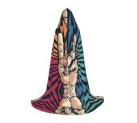 SHLXMDNZ Cape à capuche imprimée rock and roll pour adolescents, cape parfaite pour Halloween et les fêtes à thème