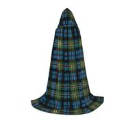 SHLXMDNZ Cape à capuche imprimée tartan écossais bleu et vert pour adolescents, cape parfaite pour Halloween et fêtes à thème