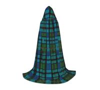 SHLXMDNZ Cape à capuche imprimée tartan écossais bleu et vert pour adolescents, cape parfaite pour Halloween et fêtes à thème
