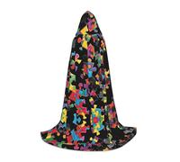 SHLXMDNZ Cape à capuche pour adolescents avec imprimé cœur pour sensibilisation à l'autisme, parfaite pour Halloween et les fêtes à thème