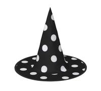 SHLXMDNZ Chapeau de sorcière conique noir et blanc à gros pois pour femme, chapeau de sorcière, bal masqué, accessoires de fête d'Halloween