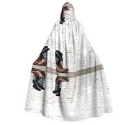 SHLXMDNZ (Chapeau et bottes de cowboy) Cape à capuche épaisse imprimée unisexe Cape d'Halloween Vampire Sorcière Magicien Halloween Noël Cosplay