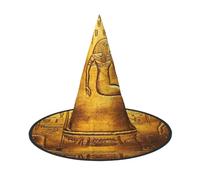 SHLXMDNZ Égypte Hiéroglyphes Imprimés Halloween Cône Sorcière Chapeau Cosplay Pour Femme Chapeau Magicien Mascarade Halloween Party Accessoires