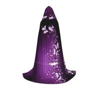 SHLXMDNZ Jolie cape à capuche avec imprimé papillon violet pour adolescents, cape parfaite pour Halloween et les fêtes à thème