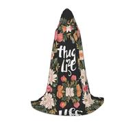 SHLXMDNZ Thug Life Cape à capuche avec imprimé fleurs pour adolescents, cape parfaite pour Halloween et fêtes à thème