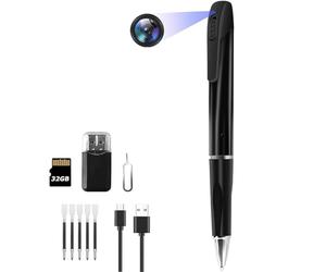 SHMIZZ Mini Caméra Espion Cachée Camouflée Stylo HD 1080P Mini Stylo Plume Caméra Cachée avec microSD 32 Go Portable Appareil Photo Pen Enregistreur de Photo et Vidéo