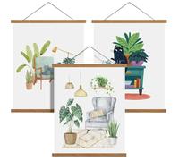 SHMSHNG Cadre Magnétique en Bois pour Accrocher des Affiches, Poster Aimanté Cadre de Suspension pour Porte-affiche et Photos (3pcs, 31cm)