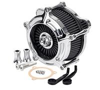 SHMTOOL Chrome Kit d'admission d'air pour filtre à Air Turbo Pour Harley Touring Electra Glide Road Street Glide 2008-2016 Softail FLST Dyna FXDLS 2017 cartouche filtrante noire