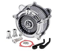 SHMTOOL Filtre à air à épillet filtre gris Pour Harley Dyna Street Bob Wide Glide FXR Softail Fat Boy 1993-2015, Touring Road King Glide 1993-2007, chromé