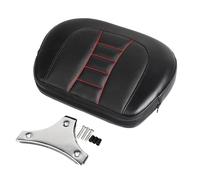 SHMTOOL Kit de coussins de dossier pour passager arrière Sissy bar en cuir véritable Pour Harley Touring Model FLHX Ultra Classic FLHTCU FLTR FLHR 1997-2023,coutures rouges + support chromé