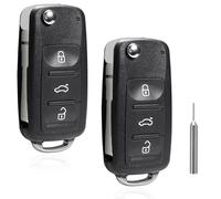 ShnminEU 2 pièces Coque de e Voiture Boîtier de clé télécommande Compatible avec V-W Golf Mk6 T1guan Polo Passat CC Seat Skoda Octavia 3 Boutons Coque de e Voiture Pliante de Remplacemen