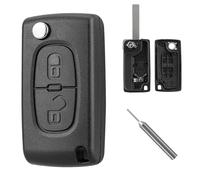ShnminEU Coque E0536 2 Boutons Compatible avec Peugeot 207 307 308 407 607 807 et Citroën C2 C3 C4 C5 C6 C8 DS3 DS4, Boîtier Télécommande de Remplacement avec Outil, sans Électronique