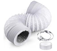 ShnminEU Tuyau Évacuation 100 mm 3 m Blanc Gaine Ventilation Flexible/Conduit Aluminium PVC avec 2 Colliers Serrage Inox +Ruban Aluminium 5 m Conduit Air pour Climatiseur Sèche-linge Hotte Aspirante