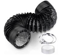 ShnminEU Tuyau Évacuation 150 mm 3 m Noir Gaine Ventilation Flexible/Conduit Aluminium PVC avec 2 Colliers Serrage Inox + Ruban Aluminium 5 m Conduit Air pour Climatiseur Sèche-linge Hotte Aspirante