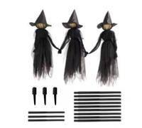 Shntig 1 tête lumineuse pour Halloween, 1,5 m de haut avec 3 sorcières, cour extérieure et décoration pour jardin, cour, pelouse et décoration de jardin