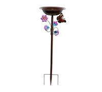 Shntig Baignoire décorative en fer pour oiseaux et mangeoire autoportante pour oiseaux dans le jardin, la faune et la faune