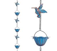 Shntig Chaîne de pluie en métal de 2,4 m en forme de colibri - Décoration extérieure pour jardin, terrasse, avant-toit, carillon décoratif
