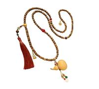 Shntig Collier de perles de verre fabriqué à la main avec chaîne de chandail en bois de santal vert avec design long pour un port confortable au quotidien Chaîne de pull confortable avec perles en