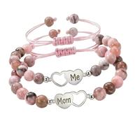 Shntig Lot de 2 bracelets élégants assortis avec pierre ou argent, ensemble de bijoux pour la fête des mères, One Size, Comme décrit, Comme décrit.