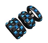 Shntig Lot de 3 bracelets à rivets carrés foncés en cuir synthétique - Bracelet réglable pour la plupart des poignets - Léger - Bijou de main, taille unique, Comme décrit