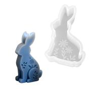 Shntig Lot de 3 moules en silicone en forme de lapin en relief, de qualité alimentaire, résistant à la température, pour la fabrication de savon de bougie et de moulage en résine