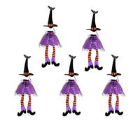 Shntig Lot de 5 housses de bouteille de vin en forme de chapeau de sorcière avec longues jambes pour décoration de fête d'Halloween, a