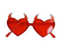 Shntig Lunettes de soleil en forme de cœur en forme de corne du diable pour adolescentes, filles, monture en, lentilles, amusant, tendance, décorations de carnaval, lunettes de soleil en corne