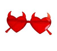 Shntig Lunettes de soleil en forme de cœur en forme de corne du diable pour adolescentes, filles, monture en, lentilles, amusant, tendance, décorations de carnaval, lunettes de soleil en corne